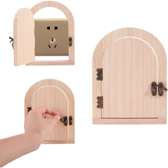 2Pcs Wooden Light Switch Cover Fairy Door Outlet Cover Plate Switch Protector Covers for Kitchen Bathroom Bedroom Plates Switches