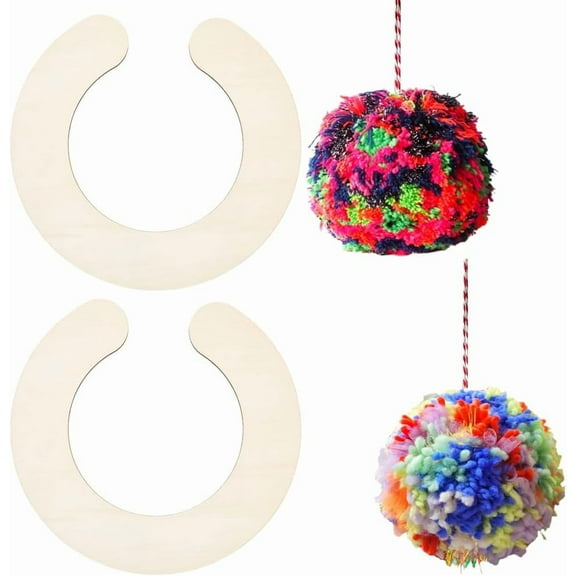2Pcs Wooden Pompom Maker Fluff Ball Weaver Semicircle Wool Ball Making Tool Pom Pom Maker Template for Big Wool Ball Making 9.8x9.4inch Floral White 1set