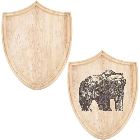 2Pcs Wooden Shield Plaque 6x4.7 inch Unfinished Wood Plaque 0.7 inch Thick Blank Wood Plaque Sign Wood Boards Shield Shape Wood Decoration for Crafts Carving Crafting Burning Projects