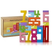 2Pcs Wooden Stacking Building Blocks for Kids Age 3+ Years, Digital Awareness of Early Education Toys, Colorful Number Game Balance Competition Toy, Gift for Boys Girls