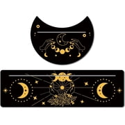 2Pcs Wooden Tarot Card Stand Black Tarot Card Holder 5" Moon Shape and 10" Rectangle Wood Tarot Cards Stand Display Holder Divination Ceremonial Tools Moon and Hand of Hope