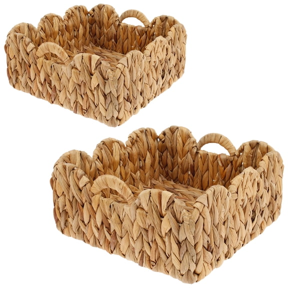 2Pcs Woven Storage Basket Robust Handwoven Storage Basket with Handle Load Capacity Woven Storage Basket Flexible Easy to Use Handwoven Storage Basket Suitable for Home
