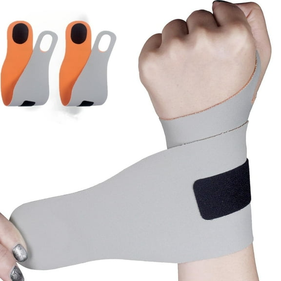2Pcs Wrist Brace for Sprained Wrist, Elastic Wrist Wrap Support for Carpal Tunnel, Adjustable Carpal Tunnel, Compression Wrist Brace, Wrist Brace for Pain Relief Arthritis Tndonitis (Grey)