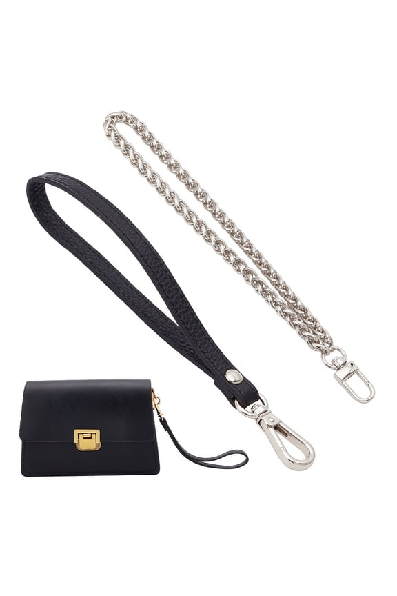 2Pcs Wristlet Strap 8.3 Inch Cowhide Leather Keychain Holder Iron Replacement Hands-Free Wristlet Strap Pochette Clutch Wallet Hand Wrist Strap Lanyard