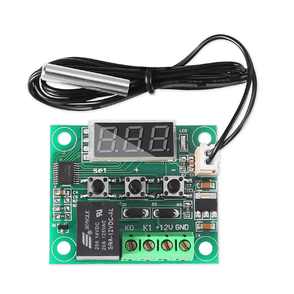 2Pcs XH-W1209 Thermostat LED Display Digital Temperature Controller Module with 10A One-Channel Relay and Waterproof Sensor Probe
