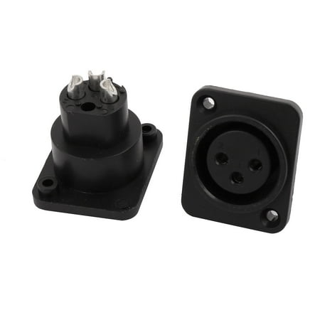 2Pcs XLR Female Chassis Panel Mount Socket Black Audio MIC 3 Terminal