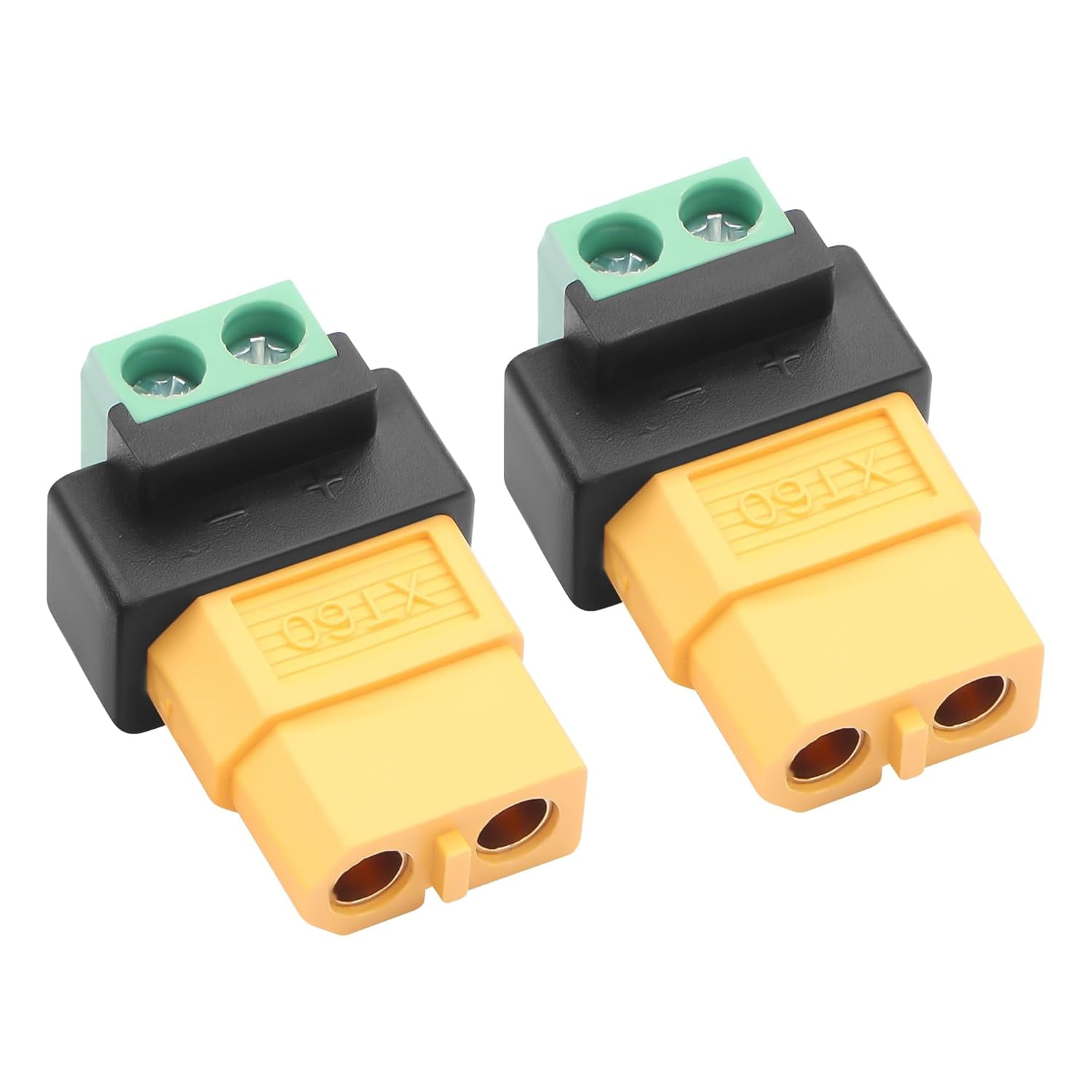 2Pcs XT60 to 2 Pin Screw Terminal Connector Adapter, 10A XT60 Female to 2-Pin Solderless Converter Power Plugs,for Solar Panel, Portable Power Station, Drone, Balance Charger (F to F)