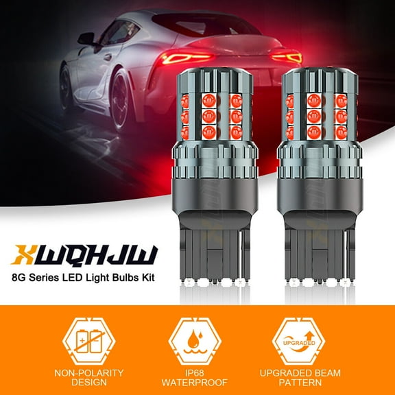 2Pcs XWQHJW 7443 7440 Brake Tail Stop Light Red Flash Strobe Blinking LED Bulbs