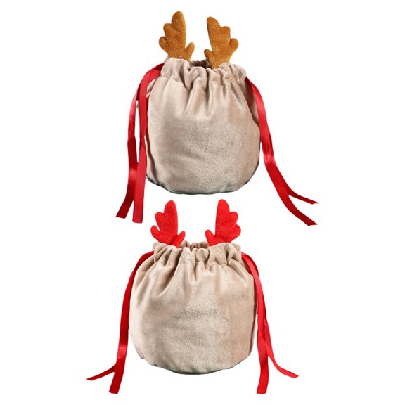 2Pcs Xmas Candy Bags Multi-purpose Drawstring Bags Christmas Party Supplies