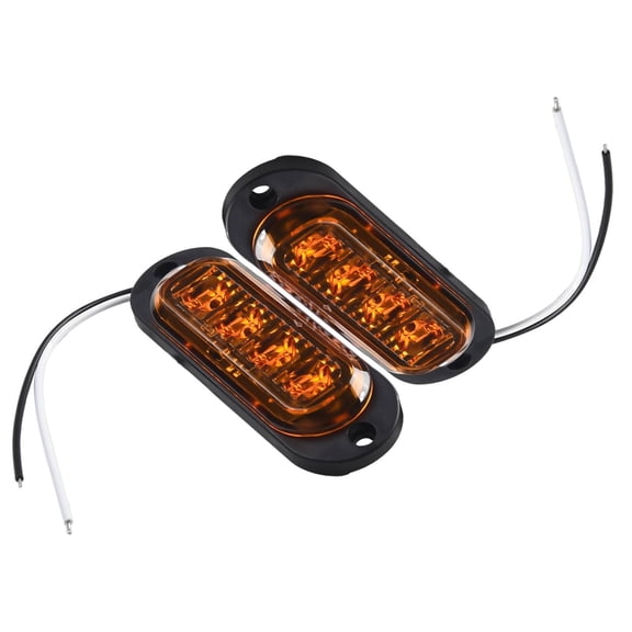 2Pcs Yellow 4 Led Side Marker Clearance Light Orange Lamp Indicator 12V-24V For Truck Trailer Caravans Rv Lorry Boat Fangkenuo
