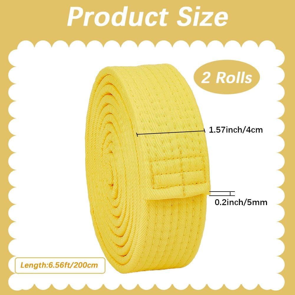 2pcs Yellow Karate Belts Polyester Martial Arts Belt Judo Jiu-Jitsu TKD Aikido Uniform Ranking Belt Long Soft Universal Fit Belts Taekwondo for Men, image size:1001x1001