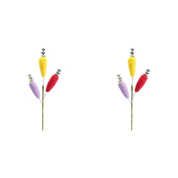 2Pcs Yellow Red Purple Carrot Floral Picks - Faux Easter Carrot Stems for Wreath, Easter Basket & Home Decor