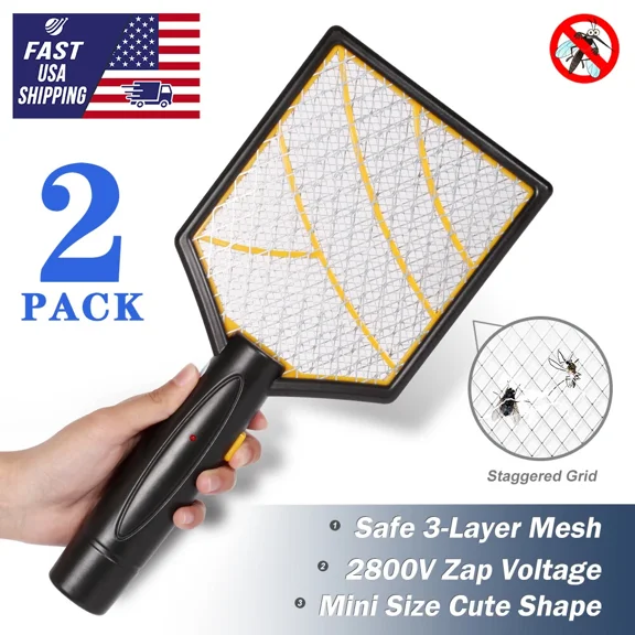 2Pcs Yt 2800V Electronic Swatters High Voltage Grid Handheld Insect Swatters