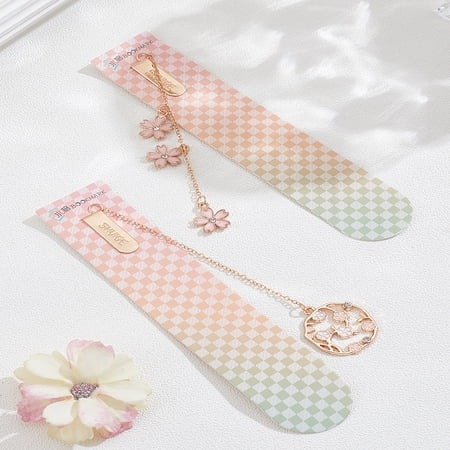 2Pcs Zinc Alloy Enamel Bookmarks Light Gold Metal Flower Book Mark Mixed Shapes Page Clips Book Accessories for Readers Lovers Writers