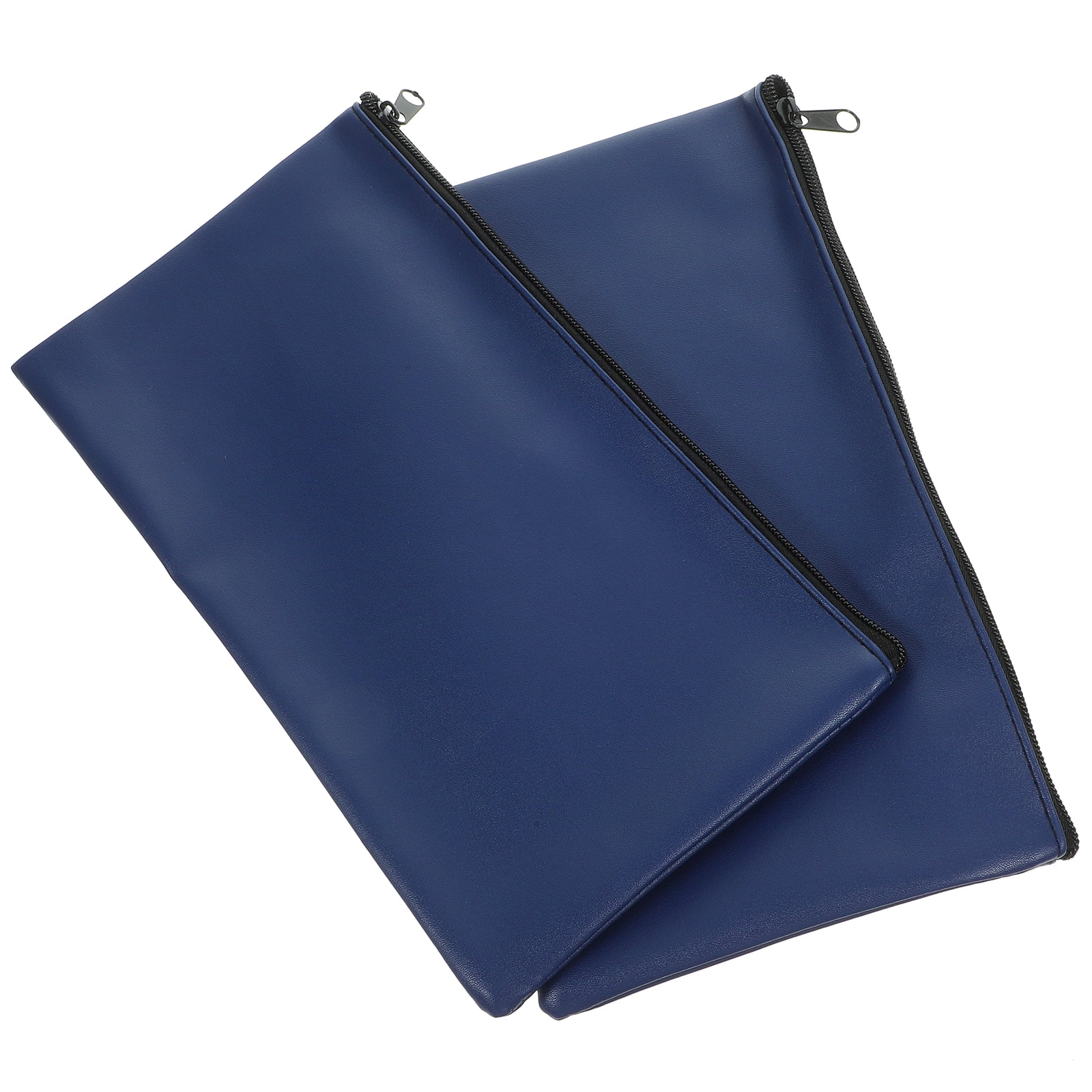 2Pcs Zipper Money Bags for Bill Bank Deposit with PU Leather for Bill Storage