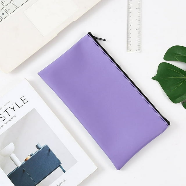 2Pcs Zipper Bill Bags Money Bags Bank Deposit Money Bags with Zipper PU