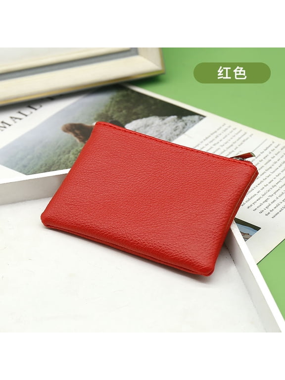 2Pcs Zipper Coin Purse Wallet Small Portable Change Wallets for Women PU Clutch Travel Lightweight Storage(One Size,d)