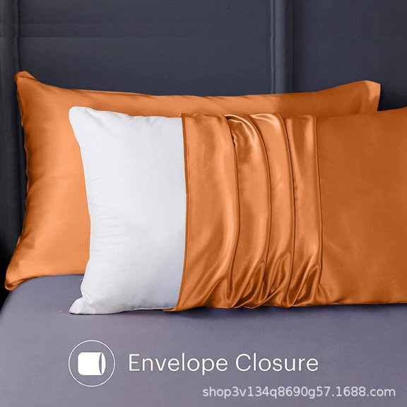 2Pcs Zippered Pillowcase For Sleeping, Smooth & Cool Surface For Hair And Skin, Ice Silk Washed Imitation Silk Material, 20X36 Inch (51X91Cm) Size, Breathable Soft Bedding Set