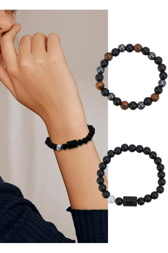 2Pcs Zodiac Bracelets 12 Constellation Horoscope Bracelet Gemini Horoscope Beaded Bracelet for Women Men Birthday Jewelry Bracelet Gifts diy