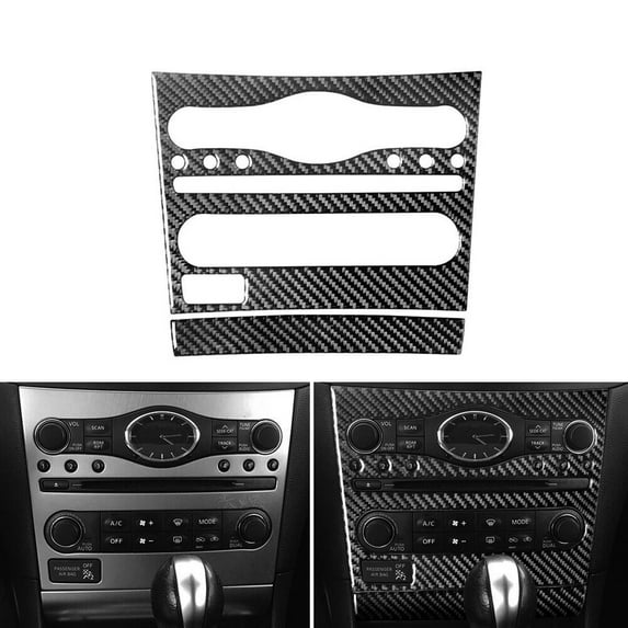 2Pcs for Infiniti G37 Sedan 10-13 Carbon Fiber Interior Radio Console Cover Trim