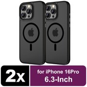 2Pcs for iPhone 16 Pro Case, Compatible with Magsafe, Drop Protection, Magnetic Translucent Matte Back Bumper Phone Case for 16 Pro 6.3-Inch