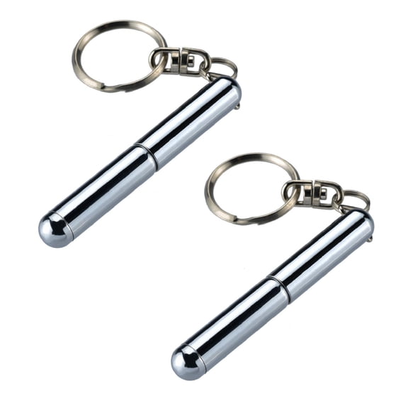 2Pcs keyring Pen Mini Pen Metal Telescopic Steel Ring Tool telescoping Key Stainless & Stationery Pen