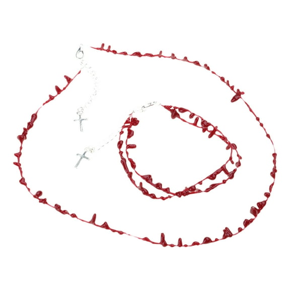 2Pcs/set Elegant Red Blood Drop Necklace Fashion Stylish Jewelry Accessories for Men and Women