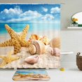 2Pcs/set Sea Sunny Beach Scenery Seaside Shower Curtain Set Toilet Non