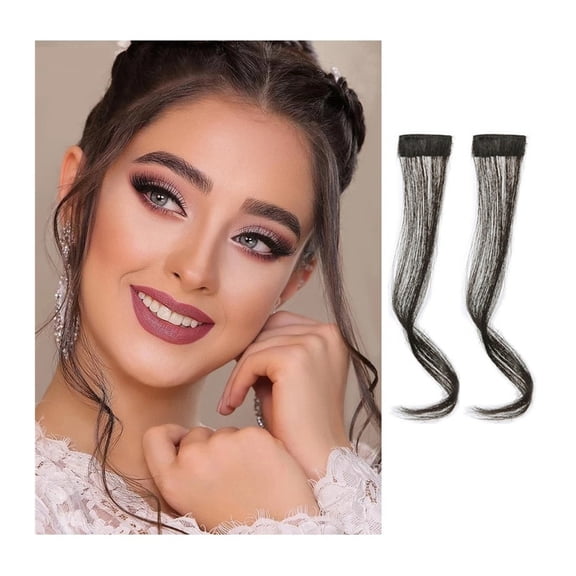 2Pcs/set Synthetic Hair Bangs Clip in Front Side Bangs Wavy Curly Hair Extensions 30/35CM Long Natural Dragon beard Bangs Hairpiece for Women