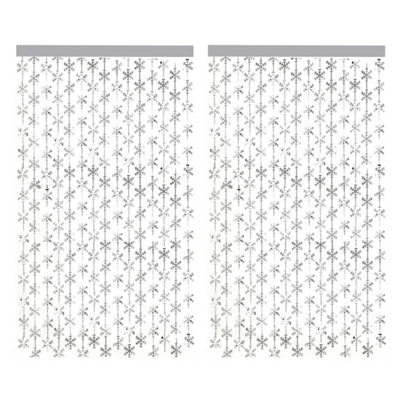 2Pcs snowflake Foil Fringe Curtains Shiny Metallic Fringe for Party Girl's Birthday Party Decor