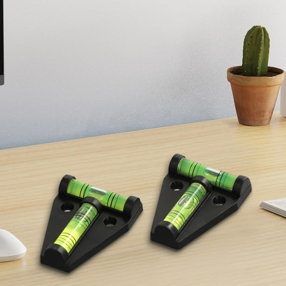 2Pctwo Way T-Shape Mini Leveller Bubble for Spirit Level for Pictures Tv\'S Caravans Black