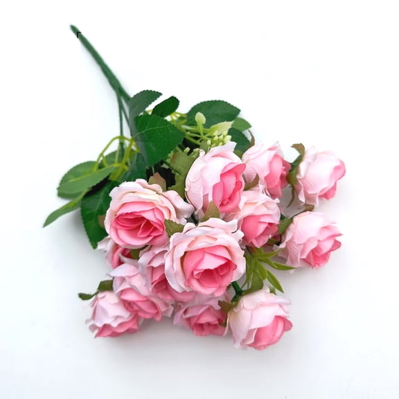 2Pieces, 4.5cm/1.77 inch 15 Heads Artifical Small Rose Flower Bouquet for Bride Wedding Home,Office,Headwear, headband Decoration