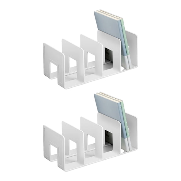 2Pieces Acrylic Bookends for Shelf 4 Section Book End Magazine Stand Book Stoppers Space Saving Desk Book Organizers
