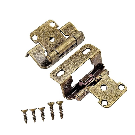 2Pieces Antique Steel Cabinet Door Hinges 1/2Inch Overlays Partial Wrap Closing Half Hide Accessory for Kitchen Use