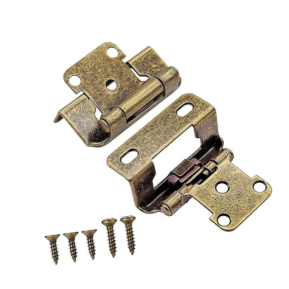 2Pieces Antique Steel Kitchen Cabinet Hinges 1/2Inch Overlays Closing Partial Wrap Half Hide Styles Casual Use