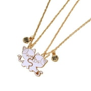 2Pieces Cats Friendship Necklace Set Pendant Necklace Couples Necklace Set Fashionable Necklace Present for Best Friend