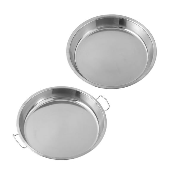 2Pieces Chinese Liangpi Pans Stainless Steel Round Cake Steaming Plate Liangpi Steaming Pans Dishwasher Safe for Liangpi
