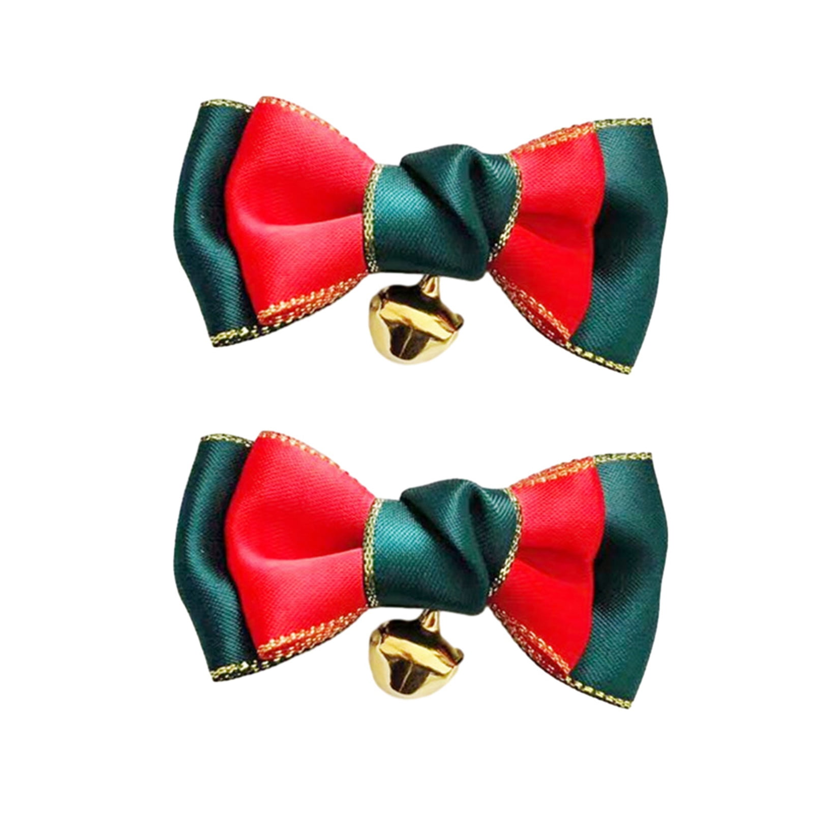 2Pieces Christmas Bow with Bells Mini Ribbon Bows Burlap Wreath Bows