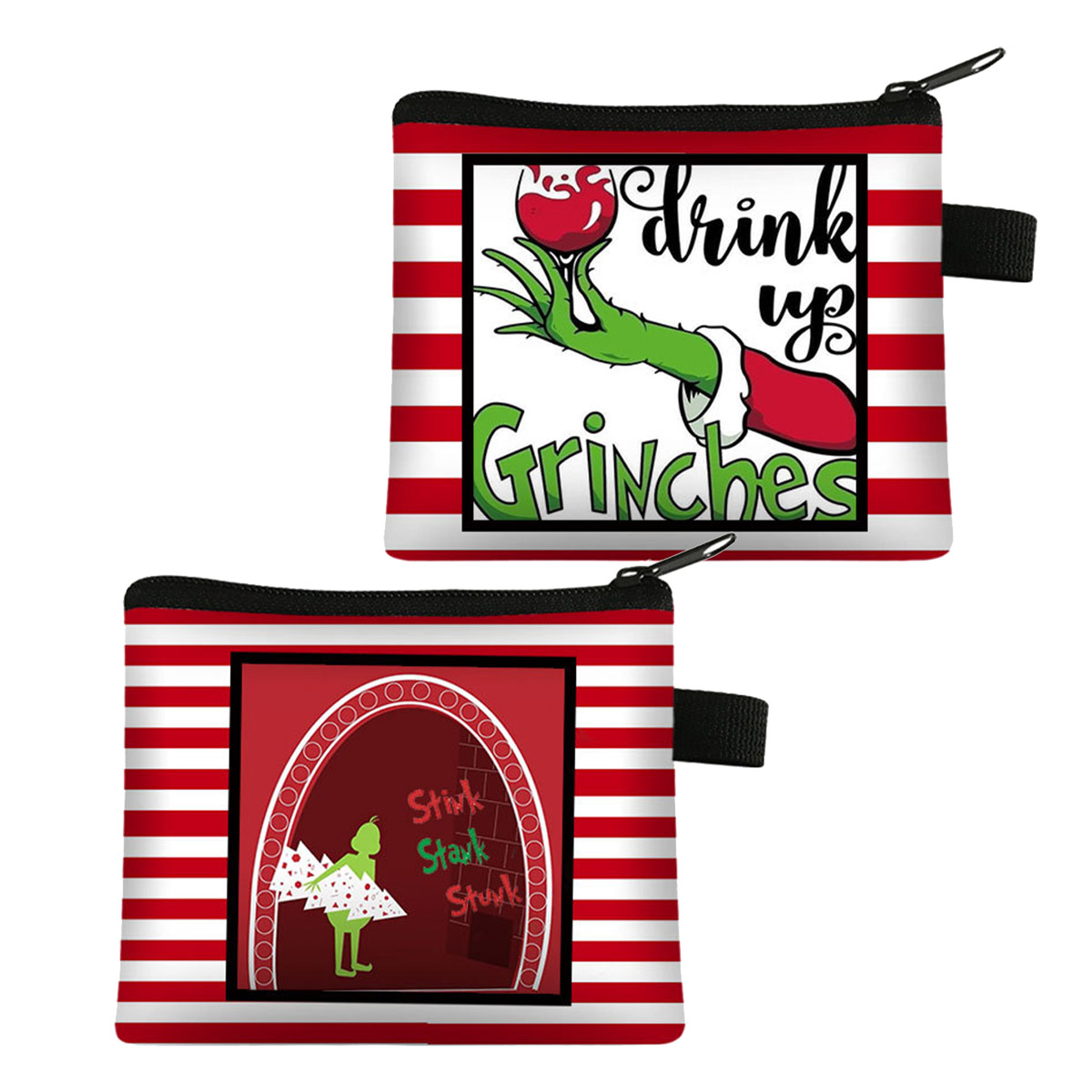 2Pieces Christmas Kids Gift Grinch Purse Bag for Boys Girls Wallets