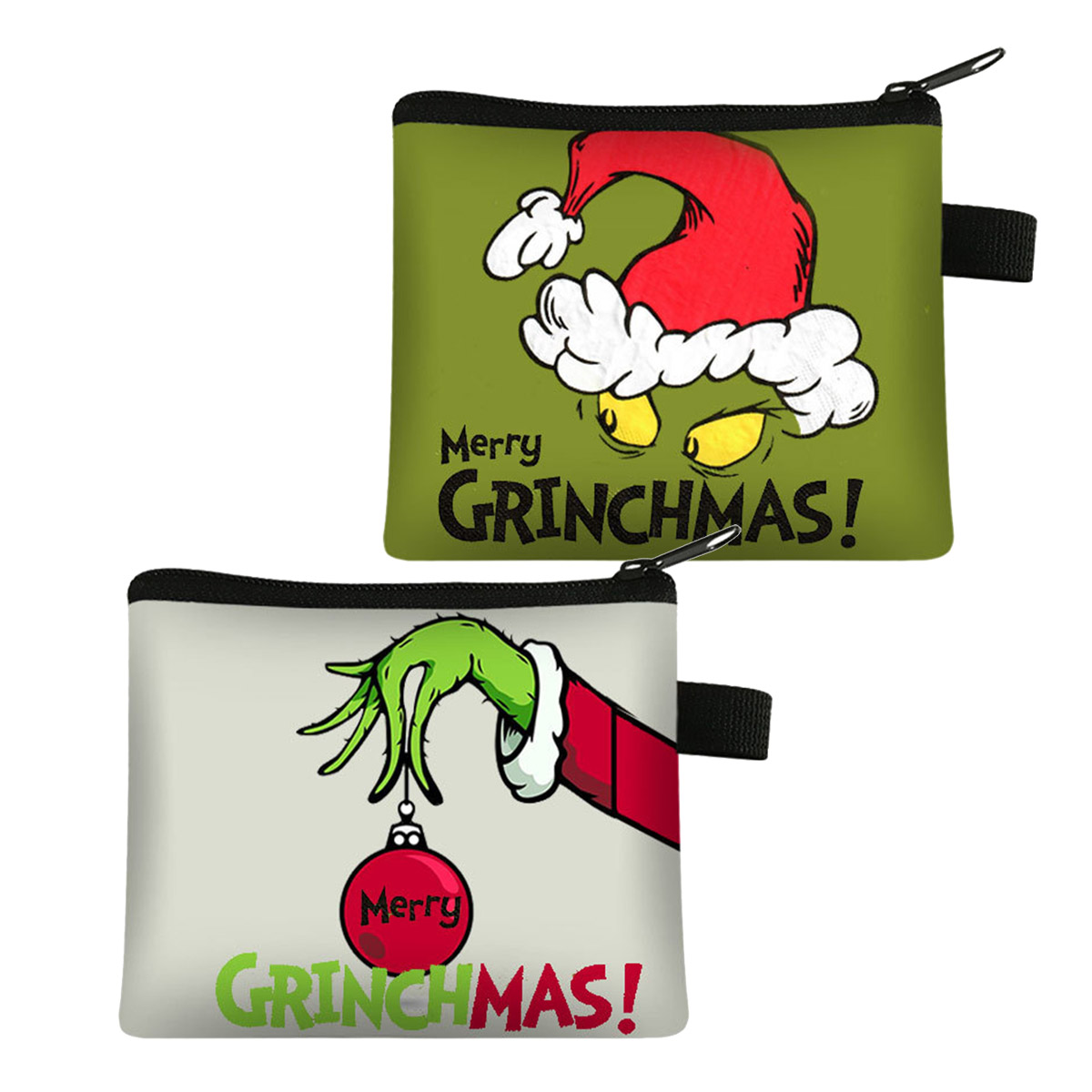 2Pieces Christmas Kids Gift Grinch Purse Bag for Boys Girls Wallets