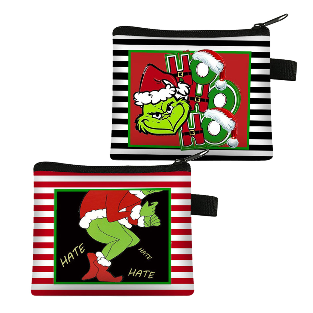 2Pieces Christmas Kids Gift Grinch Purse Bag for Boys Girls Wallets