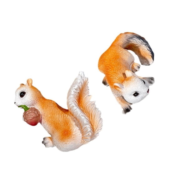 2Pieces Cute Squirrels Sculptures Flower Pot Decors for Garden Patios Display