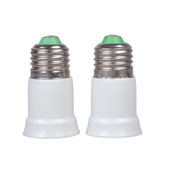 2Pieces E27 Bulb Socket Extension Converter E27 Light Socket Extenders ABS Metal Construction Supports 60W 250V Load