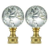 2Pieces Elegant Lamp Finials Decorative Lighting Accessories Lamp Shade Finials Table Lamps Cresting Glass Brass Texture