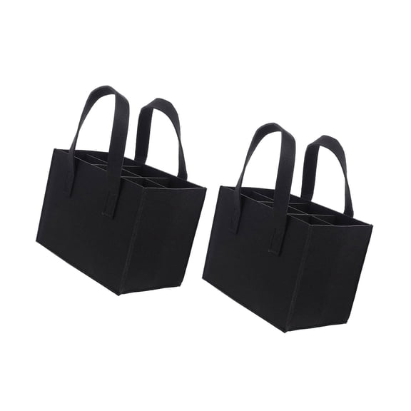 2Pieces Felt Wine Bottle Carriers Holders 6 Compartments With Shockproof Design And Reusable Handle for Transporting