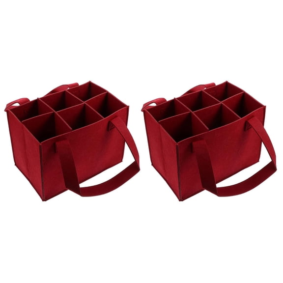 2Pieces Felt Wine Bottle Holders With Reinforced Base 6 Compartments Beer Champagne Carriers For Parties Celebration