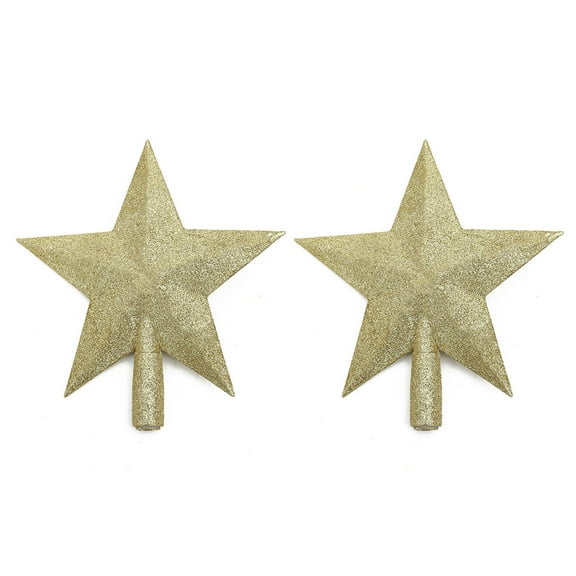 2Pieces Glittering Star Treetops Accent Shimmering Star Tree Toppers Ornament For Miniature Christmas Tree