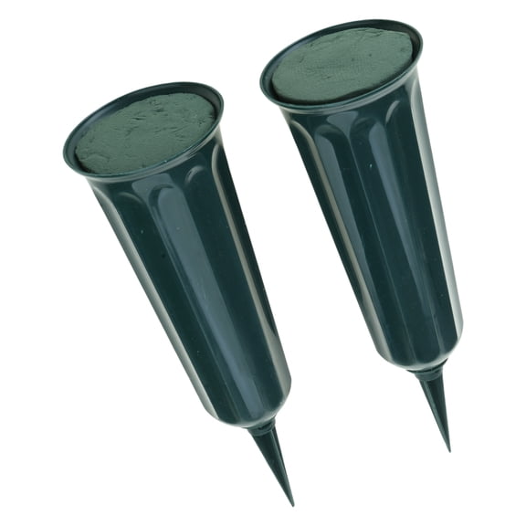 2Pieces Grave Vases Artificial Flowers with Foam and Plastic Base Suitable for Outdoor and Graveside Flower Vase