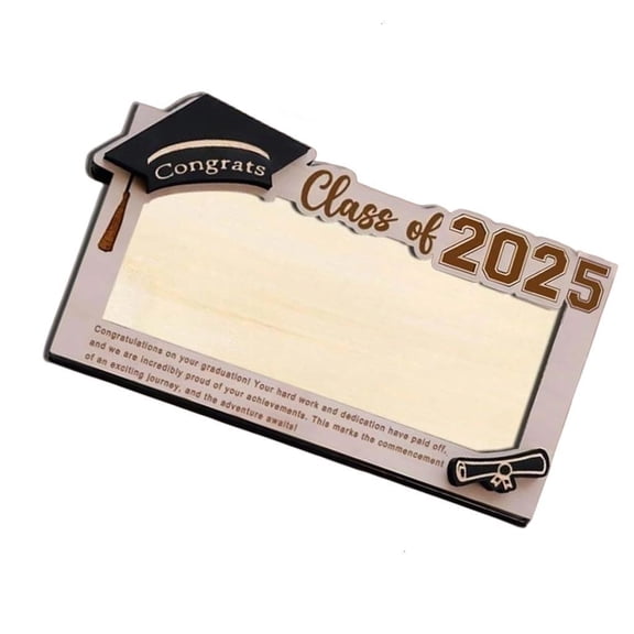 2Pieces Handcrafted 2025 Graduation Money Storage Holders Envelope Box Graduate Personalizing Wooden Gift Cash Case