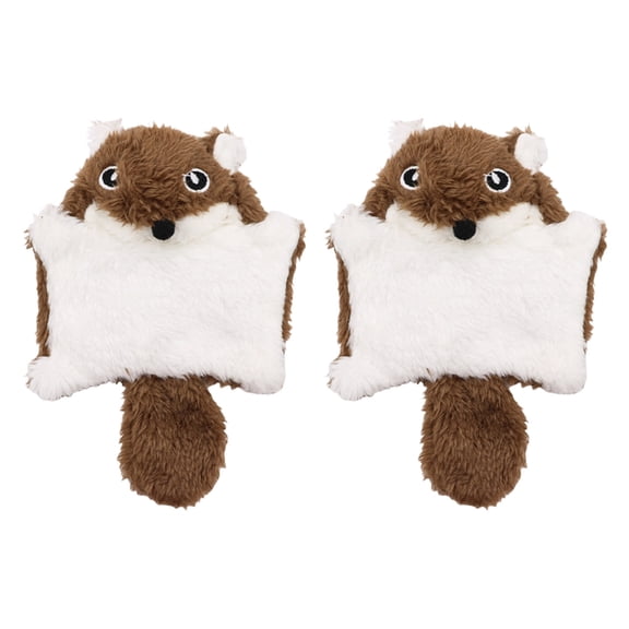 2Pieces Interaction Cats Plush Squirrels Teaser Toy for Engaging Active Cats Teething Hunting with Crinkle Paper Sound